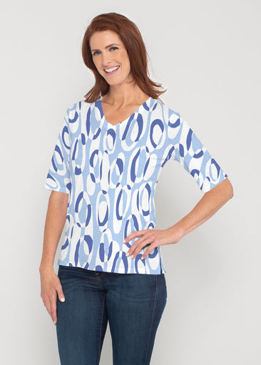 Loop ta Loop Blue (8086) ~ Signature Elbow Sleeve V-Neck Top