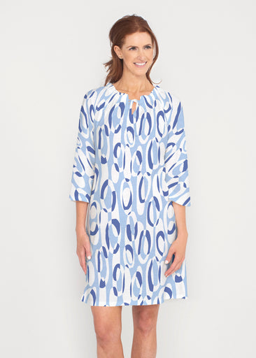 Loop ta Loop Blue (8086) ~ Gathered Neck Bell Sleeve Dress