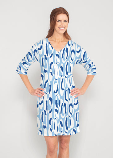 Loop ta Loop Blue (8086) ~ Lucy 3/4 Sleeve V-Neck Dress