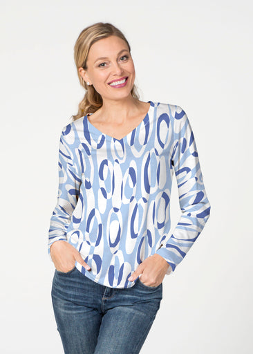 Loop ta Loop Blue (8086) ~ French Terry V-neck Top