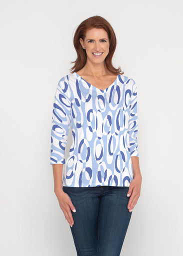 Loop ta Loop Blue (8086) ~ Signature 3/4 Sleeve V-Neck Top