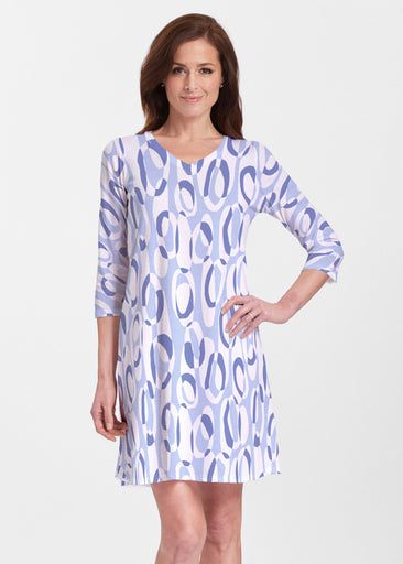 Loop ta Loop Blue (8086) ~ Classic V-neck Swing Dress