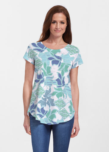 Sail Blue (8087) ~ Short Sleeve Scoop Neck Flowy Tunic