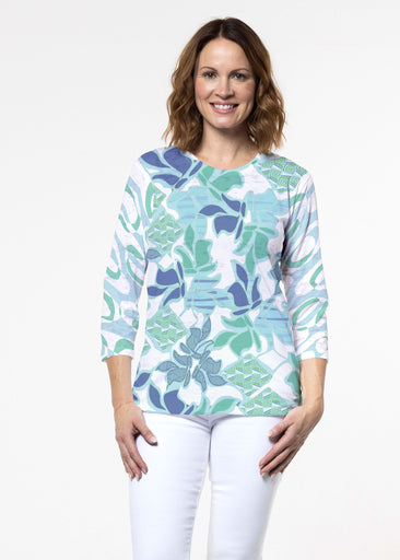 Sail Blue (8087) ~ Signature 3/4 Sleeve Crew Neck Top