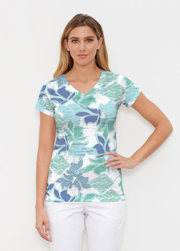 Sail Blue (8087) ~ Signature Cap Sleeve V-Neck Shirt