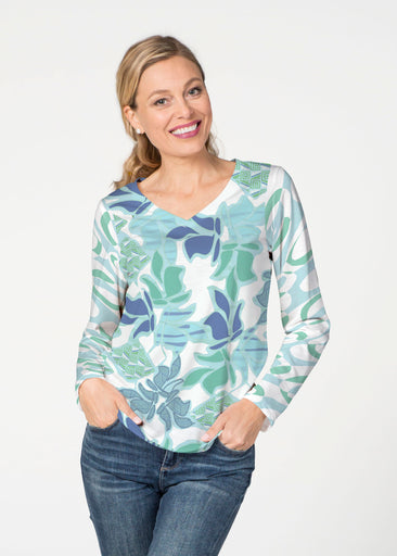 Sail Blue (8087) ~ French Terry V-neck Top