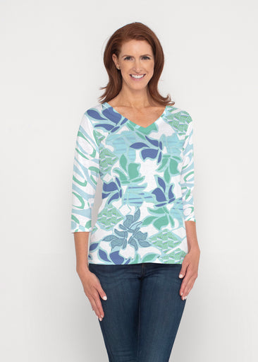 Sail Blue (8087) ~ Signature 3/4 Sleeve V-Neck Top