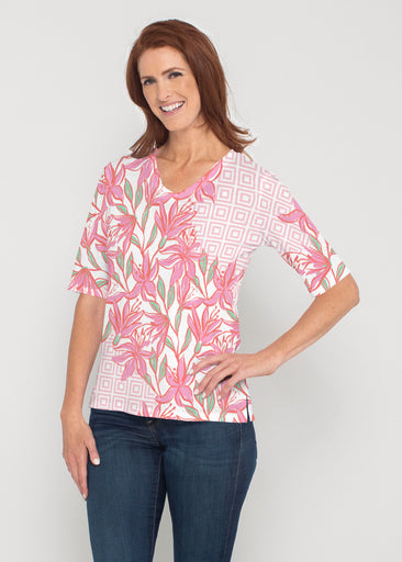 A lot of Lillies (8088) ~ Signature Elbow Sleeve V-Neck Top