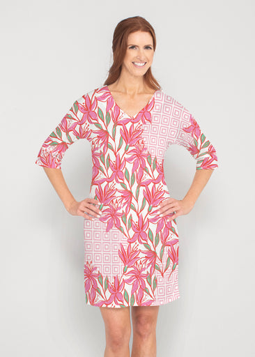 A lot of Lillies (8088) ~ Lucy 3/4 Sleeve V-Neck Dress