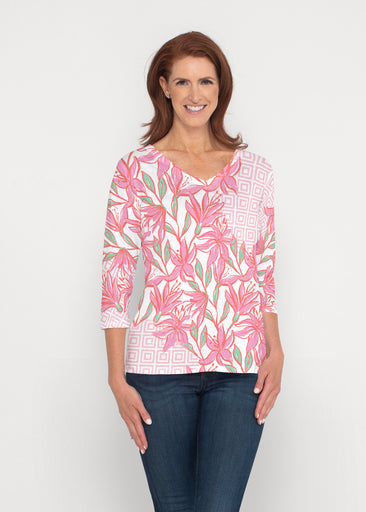 A lot of Lillies (8088) ~ Signature 3/4 Sleeve V-Neck Top