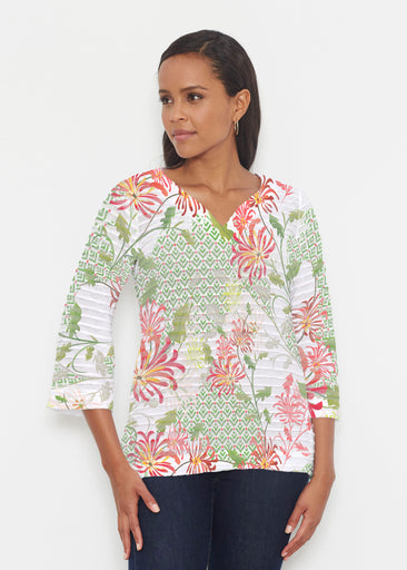 Lucia Green (8089) ~ Banded 3/4 Bell-Sleeve V-Neck Tunic