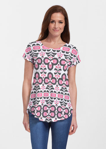 Lolly (8090) ~ Short Sleeve Scoop Neck Flowy Tunic