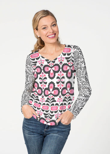Lolly (8090) ~ French Terry V-neck Top