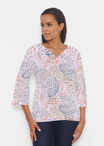 Big Bang (8092) ~ Banded 3/4 Bell-Sleeve V-Neck Tunic