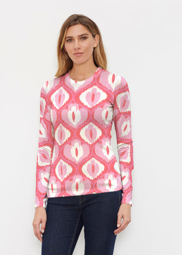 Ikat Buds Red/Pink (8096) ~ Butterknit Long Sleeve Crew Top