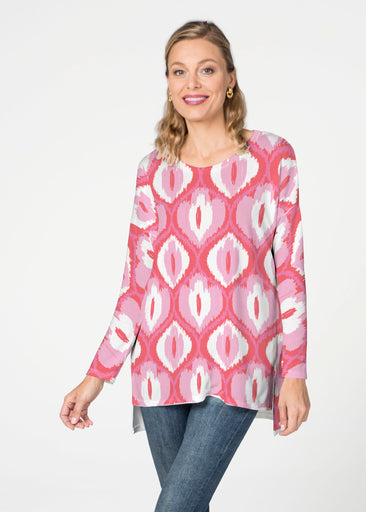 Ikat Buds Red/Pink (8096) ~ Slouchy Butterknit Top