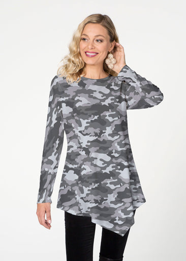 Camo Grey (9245) ~ Asymmetrical French Terry Tunic