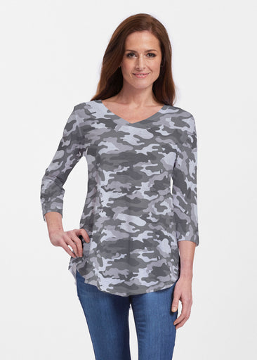 Camo Grey (9245) ~ Signature V-neck Flowy Tunic